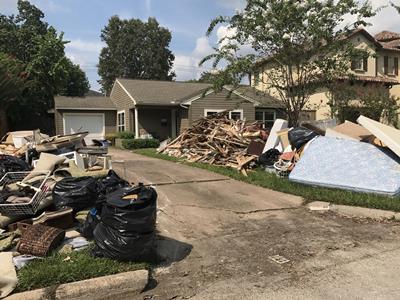 Residential flood damage debris