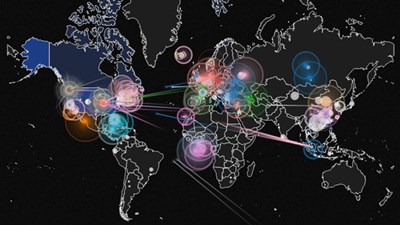 Real-time animated world hacking map