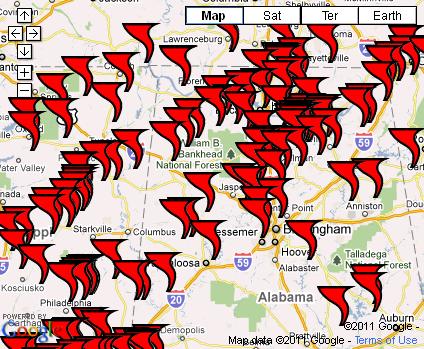 April 27, 2011 tornado map