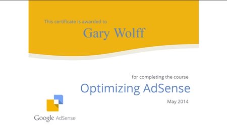 Optimizing AdSense online course certificate