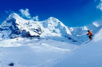 Winter sports in  the Swiss Alps